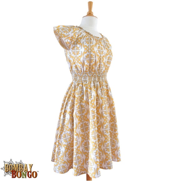 Mata Traders NW Twist Twirl Dress XS Fair Trade Handmade Block Print Handcrafted - Picture 4 of 6